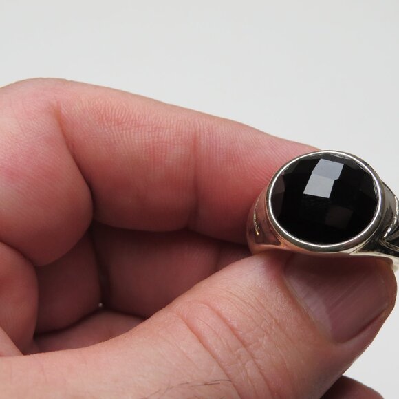 *925 Sterling Silver Onyx Men's Ring